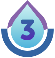 Illustration of a water droplet icon with the number 3 inside