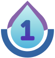Illustration of a water droplet icon with the number 1 inside