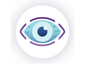 Illustrated eye icon depicting irritated eyes. 