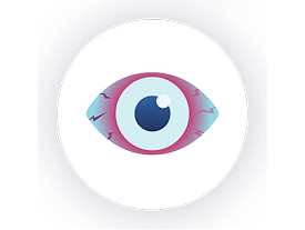 Illustrated eye icon depicting redness.