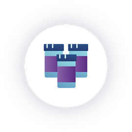 Illustrated eye icon of 3 prescription bottles