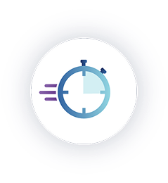 Illustrated stop watch icon demonstration of TRYPTYR working fast.