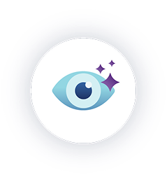 Illustrated eye icon depicting symptom relief