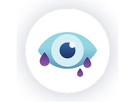 Illustrated eye icon depicting water eyes. 