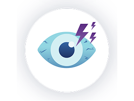 Illustrated eye icon depicting eye pain. 