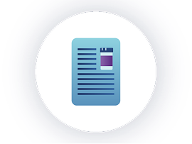 Illustrated icon of a document with a prescription bottle and lines of text on it