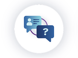 Illustrated icon of two dialogue boxes to indicate a conversation. 